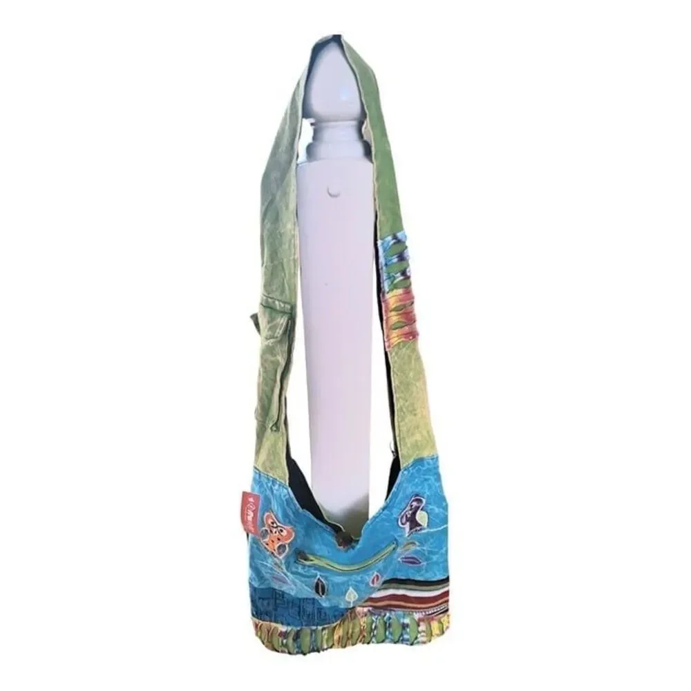 Cotton Hobo Bag Hippie Boho Colorful NWT Owl Embroidery Beach Festival Slouchy